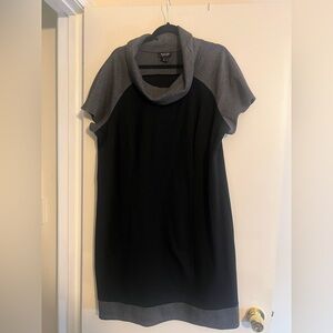 Spense Black and Gray Cowl Neck Midi Dress